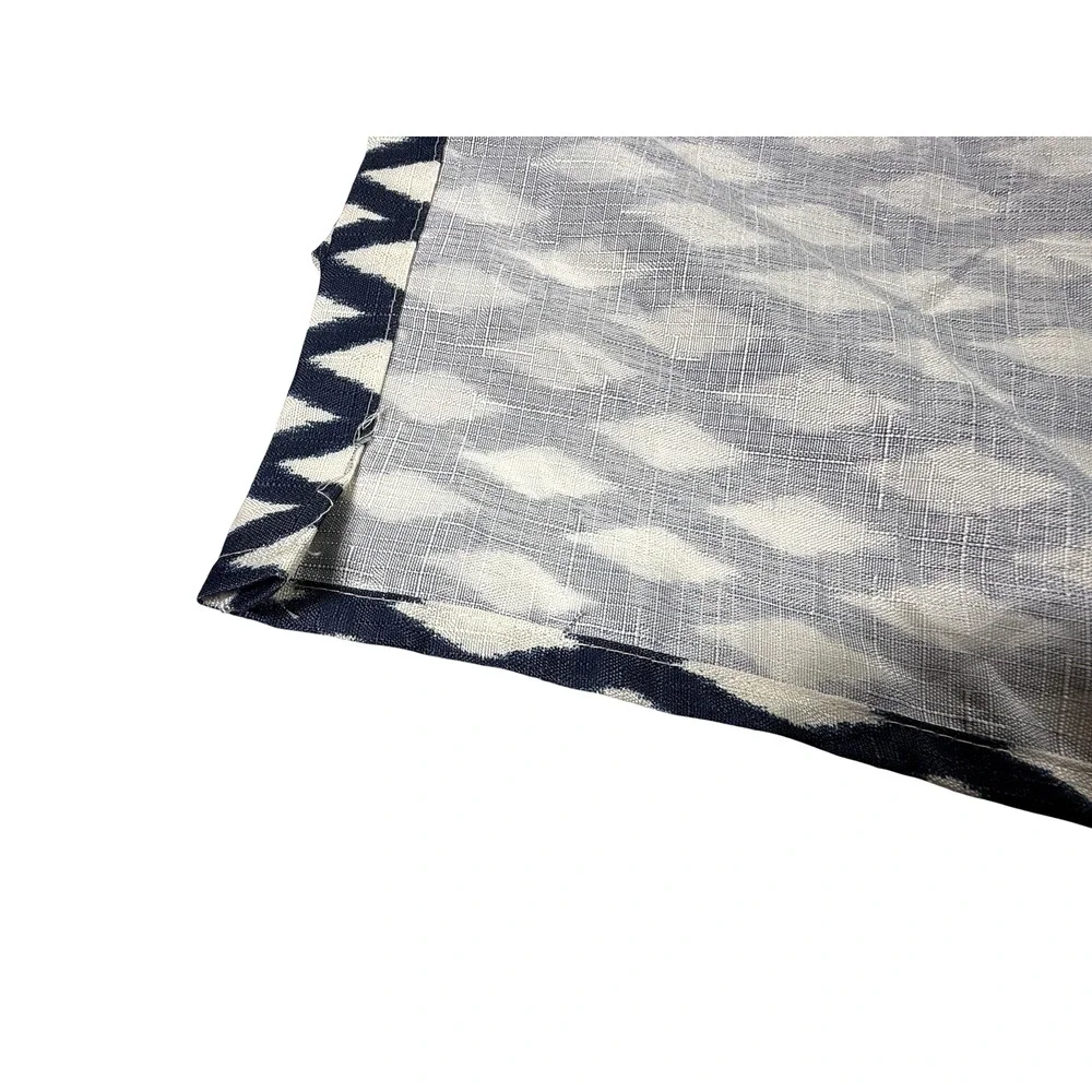 1 Single Diamond Print Valance Short Curtain in Navy Blue & Cream X Pattern